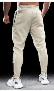 Men's Autumn Winter Pure Cotton Sweatpants Slim Fit Elastic Waist Comfortable Breathable Zipper Casual Trousers