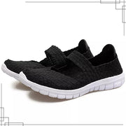 Women's Casual Elastic Band Weave Flats Non-Slip Comfort Loafers Slip-On Vulcanize Shoes Summer Season PU Upper