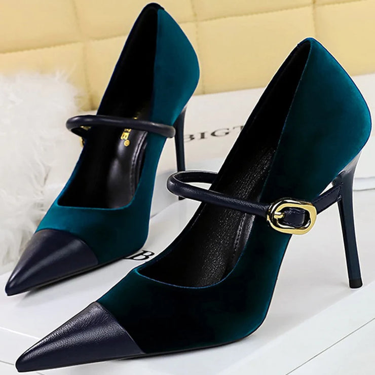 Korean Velvet High Heels Women&
