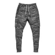 Summer Men's Slim Fit Sweatpants Pants Solid Color Elastic Waist Outdoor Running Training Casual Cargo Midweight Polyester