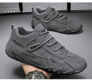Men's Casual Sneakers Khaki Non-Slip Work Shoes Lace-Up Short Boots Loafers round Toe Microfiber Upper Rubber Outsole