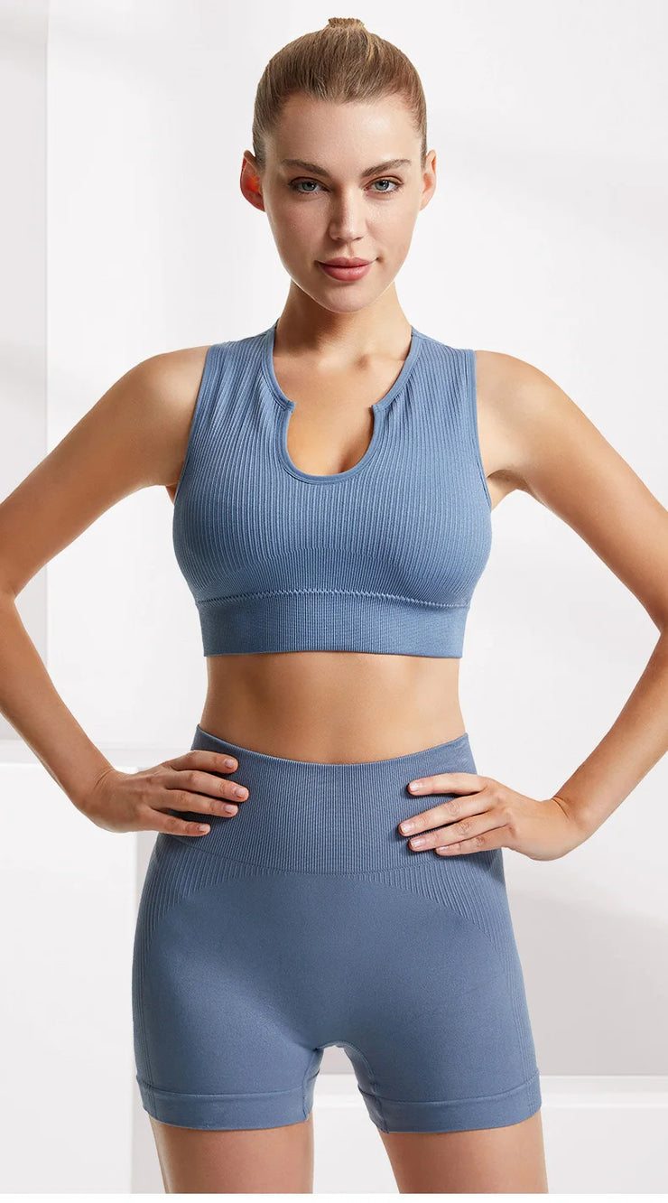 Seamless High-Waist Leggings Sports Bra Yoga Set Women&