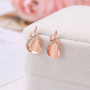 Women's Elegant Waterdrop Rhinestone Pendant Necklace Hook Earrings Jewelry Set