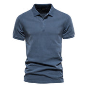 Men's  100% Cotton Solid Color  Casual Short Sleeve Turndown  Polos Shirt