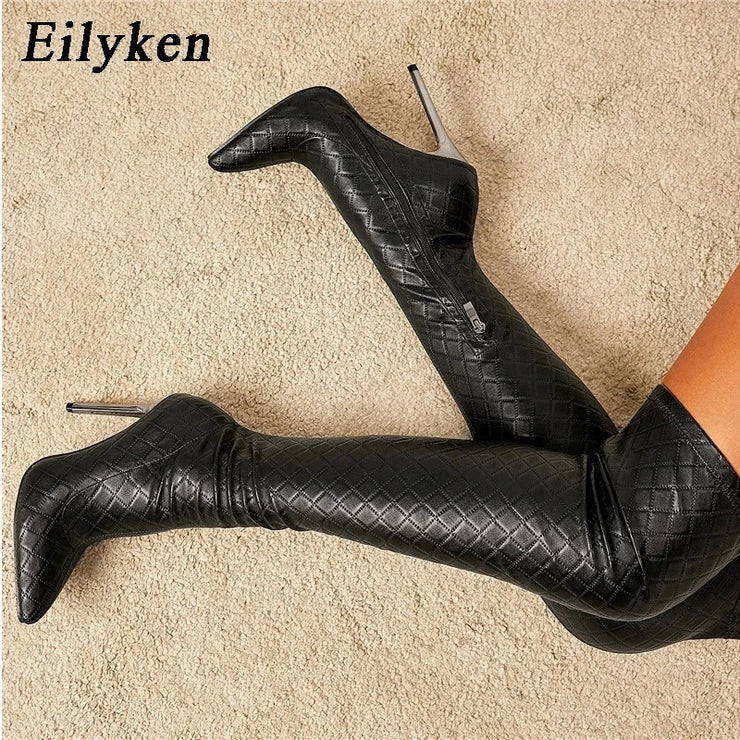 Women  Sexy Over The Knee  Thin Heels Pointed Toe Zipper Thigh High Booties Winter Boots