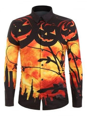 Men's Pumpkin Head Printed Shirt Trend Halloween