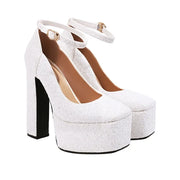 Women's 5.5cm Platform Strap Buckle 14cm Ultra High Chunky Heels Shoes