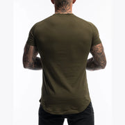 Men's Cotton Breathable Fitness T-Shirt Short Sleeve Running Gym Tee Comfortable Tight Summer Fitness Gear O-Neck Pull-On Closure