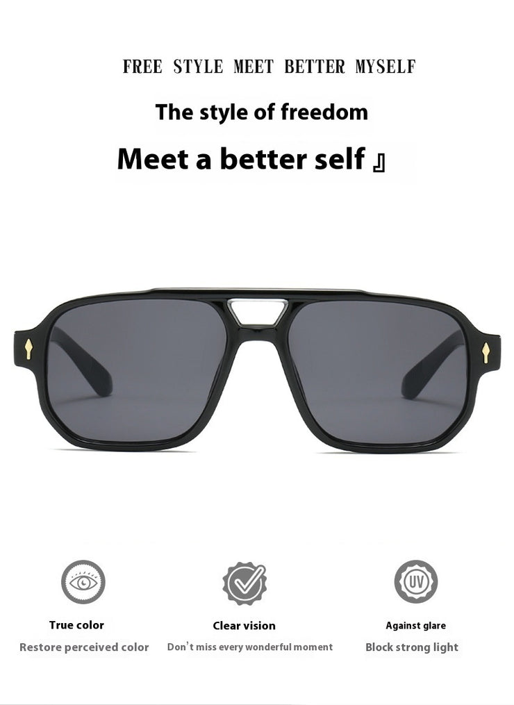 Square Fashion Double Beam Sunglasses Men&