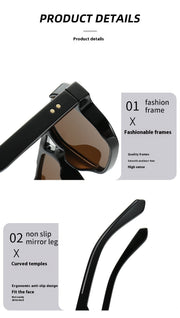 Square Fashion Double Beam Sunglasses Men's Retro Casual