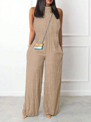 Sleeveless Halter Ruffled Young Women's Jumpsuit