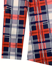 Women's Casual Long Sleeve V Neck Plaid Print Blouse Drawstring Detailing Comfortable Polyester Blend Regular Fit Top