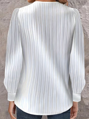 Women's plus Size Casual Blouse Long Sleeve V-Neck Solid Color Button Decor Irregular Hem Top Machine Washable Polyester
