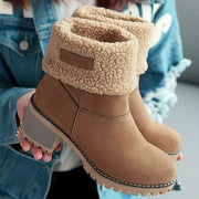 Warm Faux Fur Lined Women's Ankle Boots Slip-On Block Heeled Comfortable Rubber Sole All-Season Wear