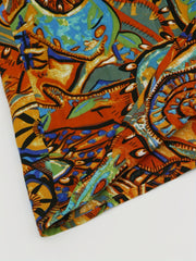 Women's Abstract Print Ruffle Trim Blouse Long Sleeve Off-Shoulder Elegant Woven Vacation Top