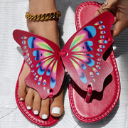 Butterfly Print Round Toe Flip Flops, Comfortable Summer Beach Shoes, Casual Women's Footwear, Perfect For Poolside And Daily Wear