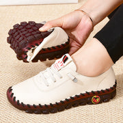 Women's Beige & Burgundy Round-Toe Casual Shoes Comfortable All-Season Synthetic Upper Cushioned PVC Sole for Square Dance Daily Wear Hand Washable