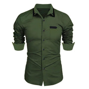 Fluid Apparel Shop Shirts Army Green / L Men's Casual Fashion Business Trends Long-sleeved Shirt