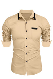 Fluid Apparel Shop Shirts Khaki / L Men's Casual Fashion Business Trends Long-sleeved Shirt