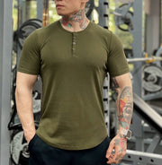 Fluid Apparel Shop T-Shirts Army Green button (short sleeve) / XXL Men's  Long-Sleeved  T-Shirts Henley Shirt