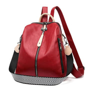 Fluidapparelshop Backpacks Red / 14 inches Soft Leather Fashion Backpack for Women Eye-Catching Large Capacity Travel Rucksack Shoulder Bag Ladies Bookbag