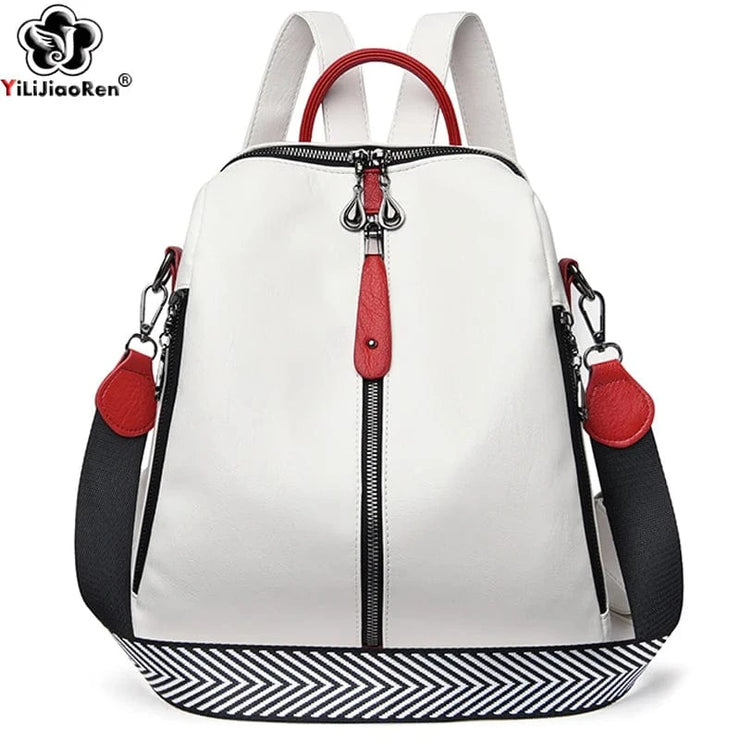 Fluidapparelshop Backpacks Soft Leather Fashion Backpack for Women Eye-Catching Large Capacity Travel Rucksack Shoulder Bag Ladies Bookbag