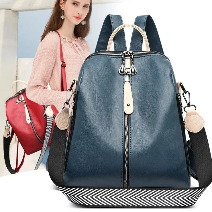 Fluidapparelshop Backpacks Soft Leather Fashion Backpack for Women Eye-Catching Large Capacity Travel Rucksack Shoulder Bag Ladies Bookbag