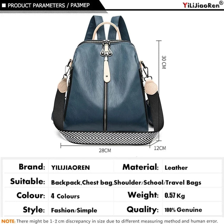 Fluidapparelshop Backpacks Soft Leather Fashion Backpack for Women Eye-Catching Large Capacity Travel Rucksack Shoulder Bag Ladies Bookbag