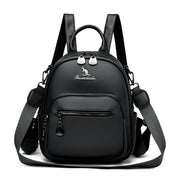 Fluidapparelshop Bagpacks Black Soft Leather Women Travel Backpack Compact Size Eye-Catching Design for Short Trips