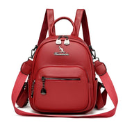 Fluidapparelshop Bagpacks Red Soft Leather Women Travel Backpack Compact Size Eye-Catching Design for Short Trips