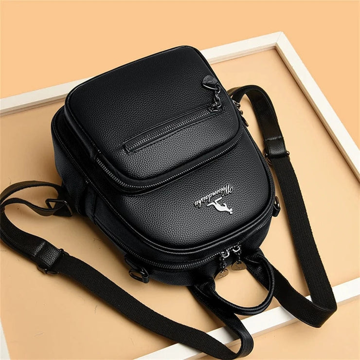 Fluidapparelshop Bagpacks Soft Leather Women Travel Backpack Compact Size Eye-Catching Design for Short Trips