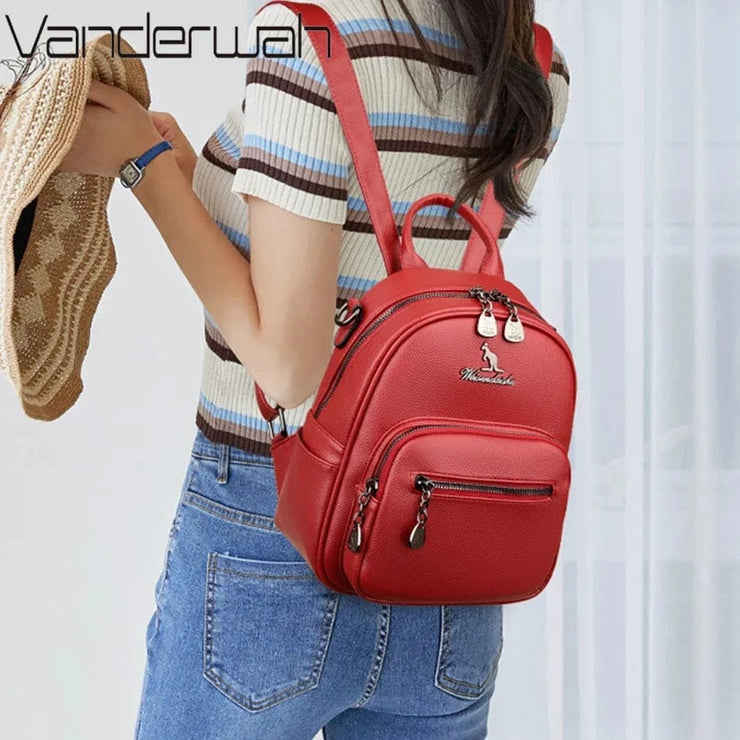 Fluidapparelshop Bagpacks Soft Leather Women Travel Backpack Compact Size Eye-Catching Design for Short Trips