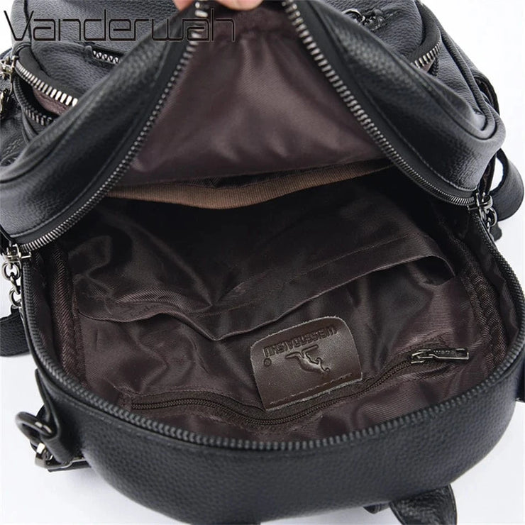 Fluidapparelshop Bagpacks Soft Leather Women Travel Backpack Compact Size Eye-Catching Design for Short Trips