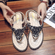 Fluidapparelshop Beige / 36 Spring Fashion Flip-Toe Rhinestone Ins Fashionable Sandals