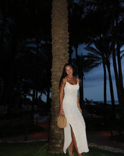 Fluidapparelshop Dresses Sexy Knit Cut Out Tassel Spaghetti Strap Bodycon Beach Maxi Dress Summer