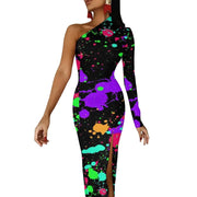 Fluidapparelshop Dresses style-1 / M / CHINA Women Graffiti Splatter Print Party Summer Long Sleeve Sexy Bodycon Dresses