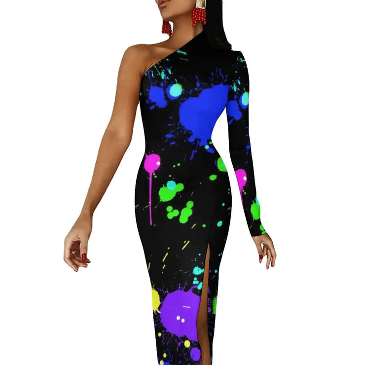 Fluidapparelshop Dresses style-10 / L / CHINA Women Graffiti Splatter Print Party Summer Long Sleeve Sexy Bodycon Dresses