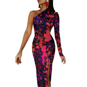 Fluidapparelshop Dresses style-15 / L / CHINA Women Graffiti Splatter Print Party Summer Long Sleeve Sexy Bodycon Dresses