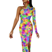 Fluidapparelshop Dresses style-17 / L / CHINA Women Graffiti Splatter Print Party Summer Long Sleeve Sexy Bodycon Dresses