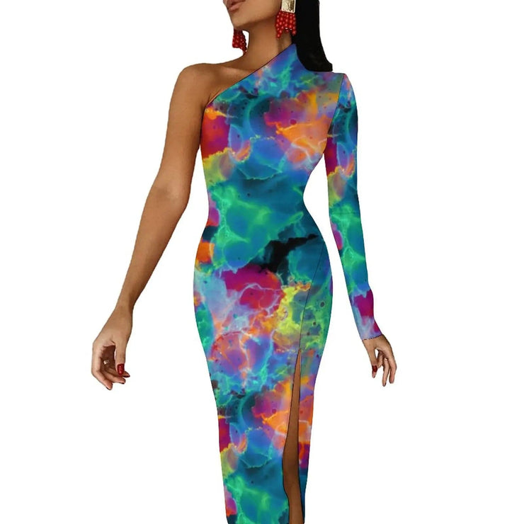 Fluidapparelshop Dresses style-19 / L / CHINA Women Graffiti Splatter Print Party Summer Long Sleeve Sexy Bodycon Dresses