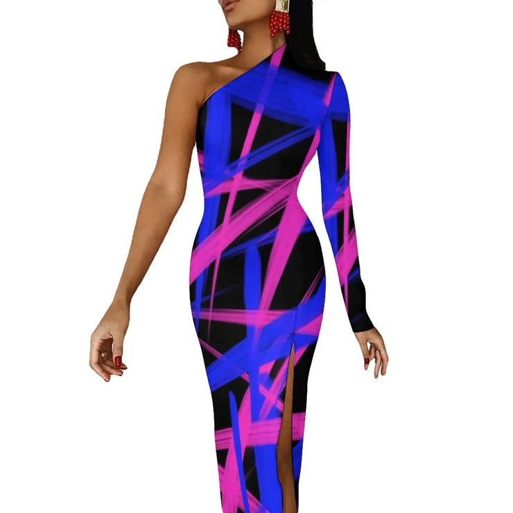 Fluidapparelshop Dresses style-4 / M / CHINA Women Graffiti Splatter Print Party Summer Long Sleeve Sexy Bodycon Dresses