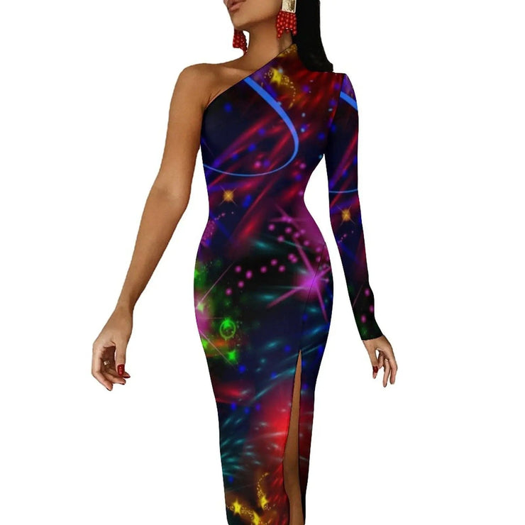 Fluidapparelshop Dresses style-9 / L / CHINA Women Graffiti Splatter Print Party Summer Long Sleeve Sexy Bodycon Dresses