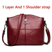 Fluidapparelshop Handbag 1 Layer Burgundy Large Capacity Soft Leather Women's Shoulder Handbag Luxury Fashion Print Crossbody Bag for Leisure Designer Ladies Purses