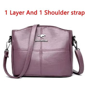 Fluidapparelshop Handbag 1 Layer Purple Large Capacity Soft Leather Women's Shoulder Handbag Luxury Fashion Print Crossbody Bag for Leisure Designer Ladies Purses