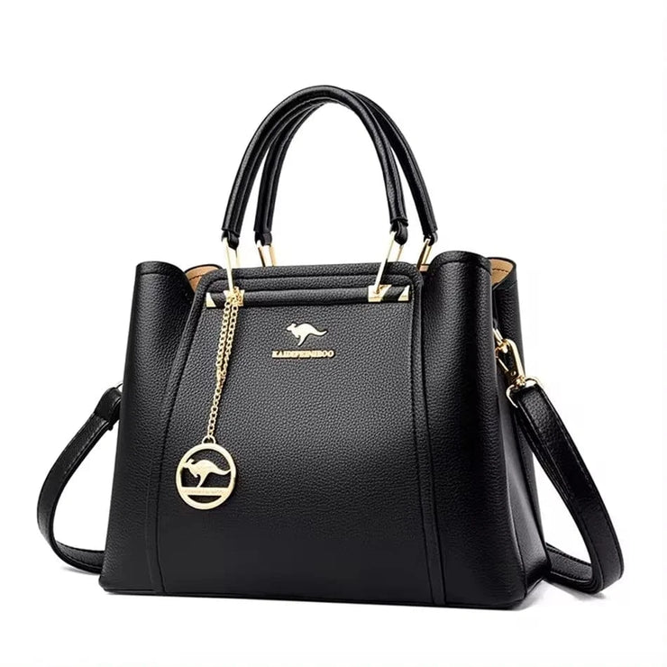 Fluidapparelshop Handbag Black Large Capacity Soft Leather Women&