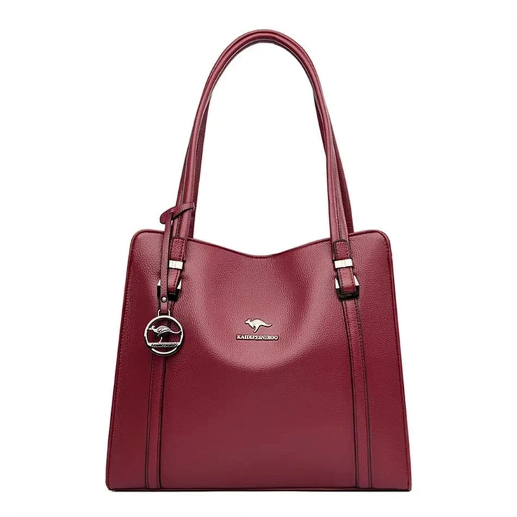 Fluidapparelshop Handbag Burgundy 2 Large Capacity Soft Leather Women&