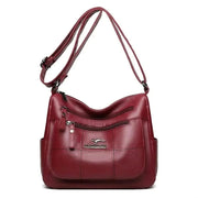 Fluidapparelshop Handbag Burgundy-21 Large Capacity Soft Leather Women's Shoulder Handbag Luxury Fashion Print Crossbody Bag for Leisure Designer Ladies Purses