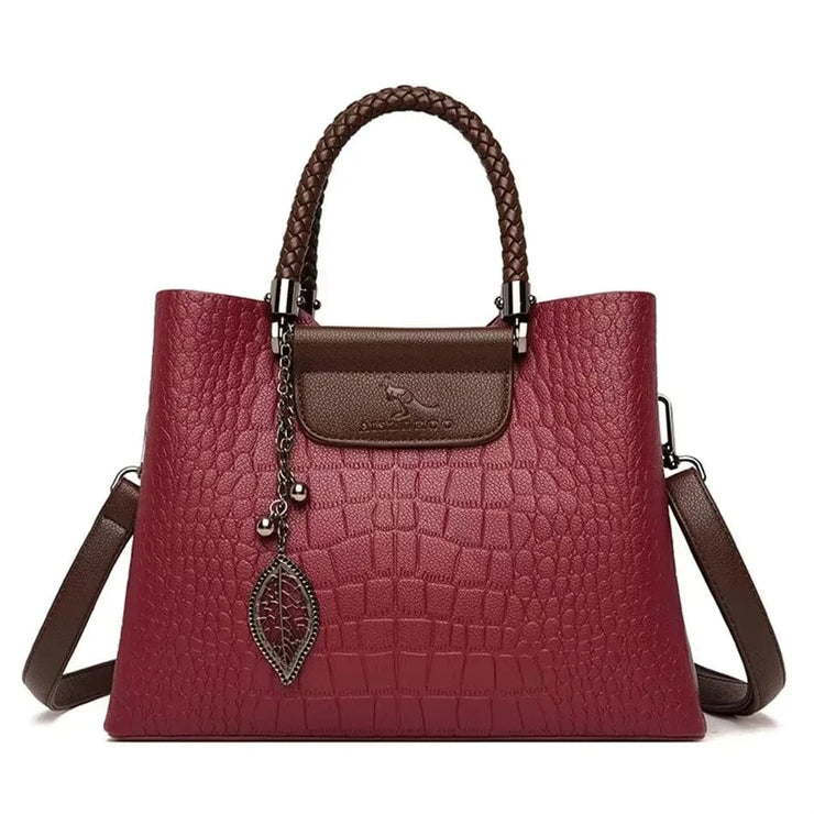 Fluidapparelshop Handbag Burgundy Large Capacity Soft Leather Women&