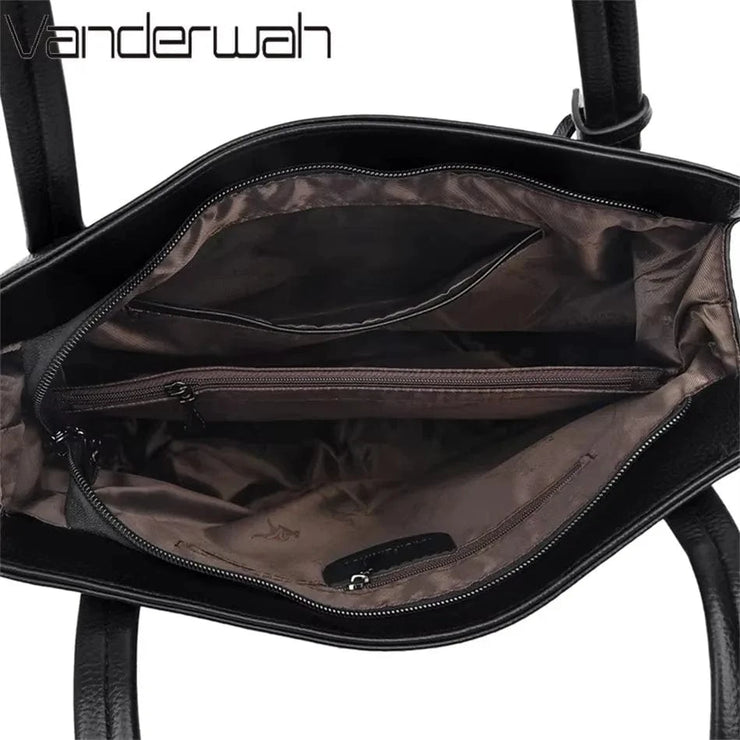 Fluidapparelshop Handbag Large Capacity Soft Leather Women&