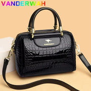 Fluidapparelshop Handbag Large Capacity Soft Leather Women's Shoulder Handbag Luxury Fashion Print Crossbody Bag for Leisure Designer Ladies Purses